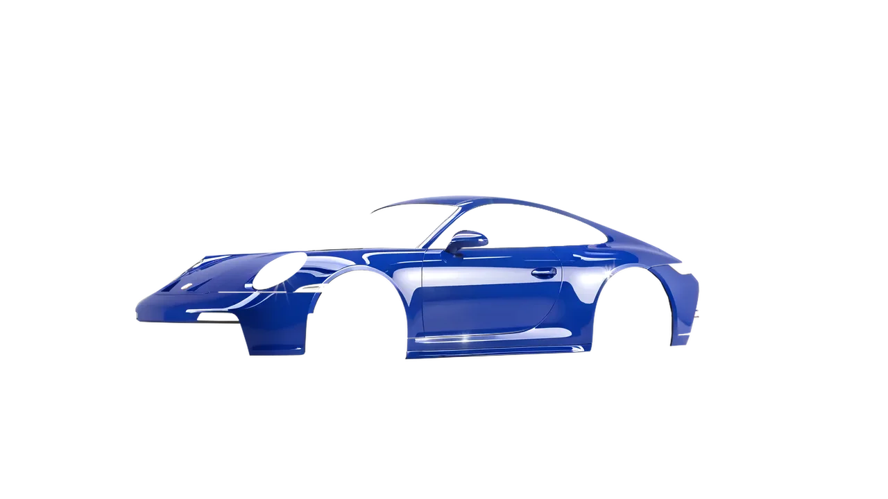 Porsche 911 GT3 Touring 2024 wrapped in King Blue Gloss (ORACAL 970RA-049G), front three-quarter view