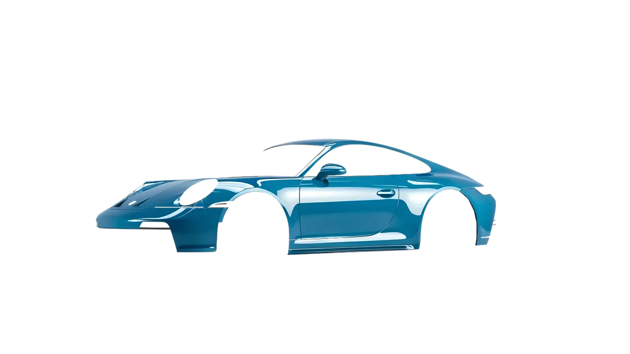 Porsche 911 GT3 Touring 2024 wrapped in Lagoon Gloss (ORACAL 970RA-553G), front three-quarter view
