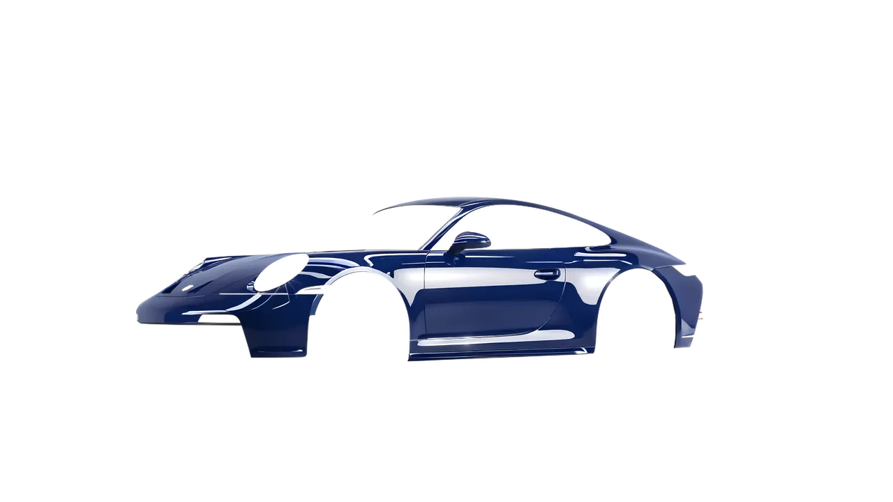 Porsche 911 GT3 Touring 2024 wrapped in Light Navy Gloss (ORACAL 970RA-564G), front three-quarter view