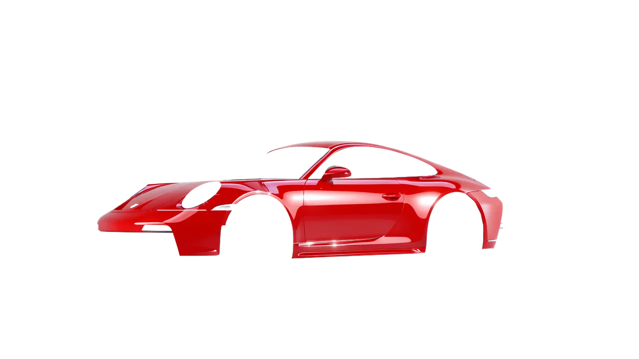 Porsche 911 GT3 Touring 2024 wrapped in Light Red Gloss (ORACAL 970RA-032G), front three-quarter view