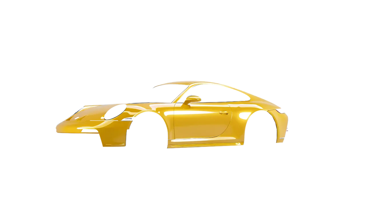 Porsche 911 GT3 Touring 2024 wrapped in Maize Yellow Gloss (ORACAL 970RA-209G), front three-quarter view