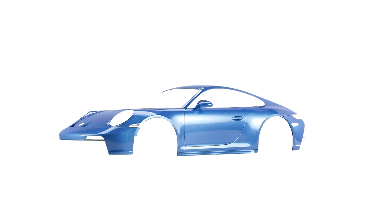 Porsche 911 GT3 Touring 2024 wrapped in Azure Gloss (ORACAL 970RA-197G), front three-quarter view