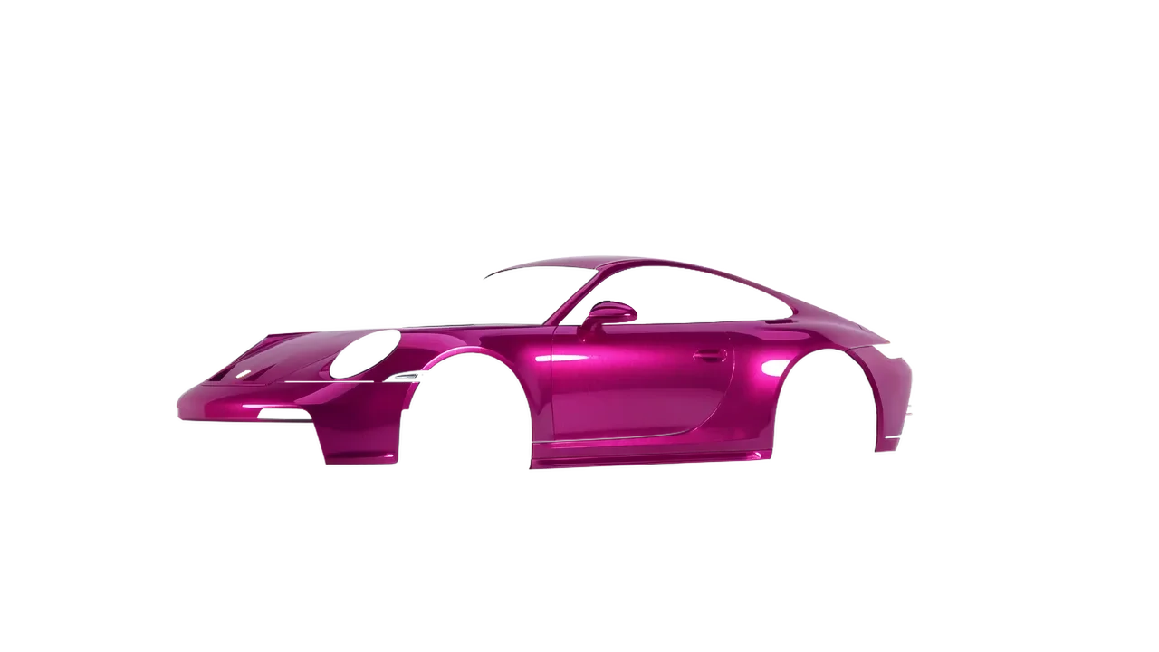 Porsche 911 GT3 Touring 2024 wrapped in Gloss Cosmos Pink (KPMF K75410), front three-quarter view
