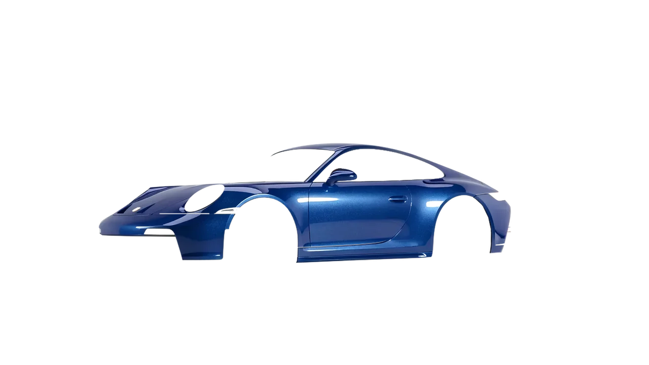 Porsche 911 GT3 Touring 2024 wrapped in Deep Blue Gloss (ORACAL 970RA-192G), front three-quarter view
