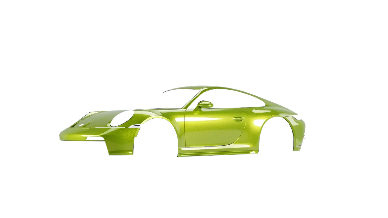 Porsche 911 GT3 Touring 2024 wrapped in Dynamic Lime Gloss (KPMF K75454), front three-quarter view