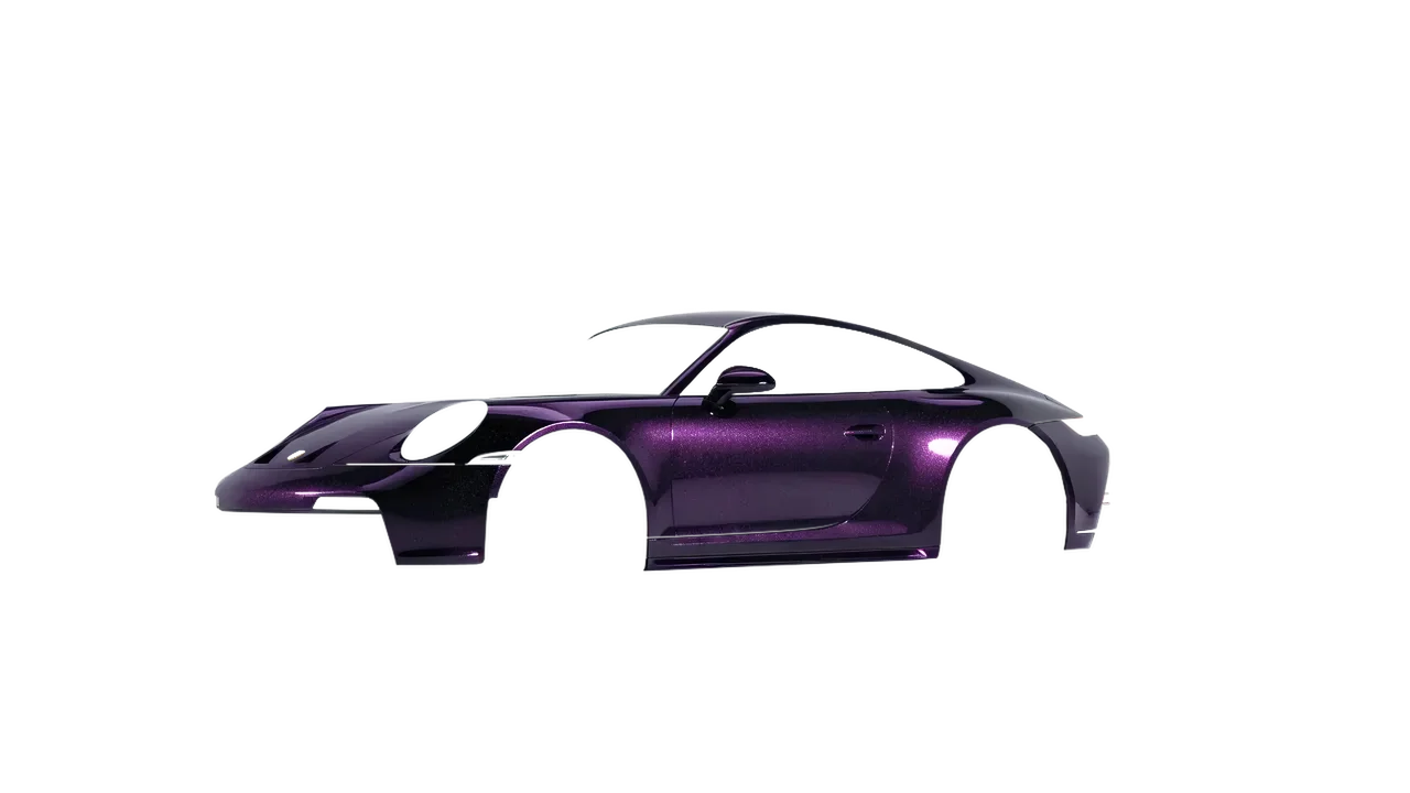 Porsche 911 GT3 Touring 2024 wrapped in Hypnotic Black Violet Gloss (KPMF K75459), front three-quarter view