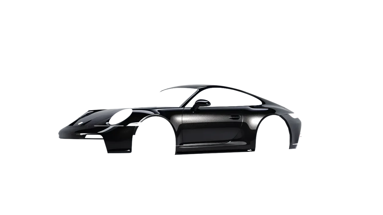 Porsche 911 GT3 Touring 2024 wrapped in Magnetic Black Gloss (KPMF K75440), front three-quarter view