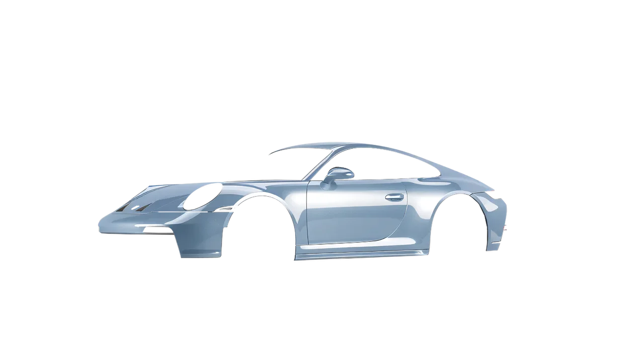 Porsche 911 GT3 Touring 2024 wrapped in Millennium Grey Gloss (ORACAL 970RA-793G), front three-quarter view