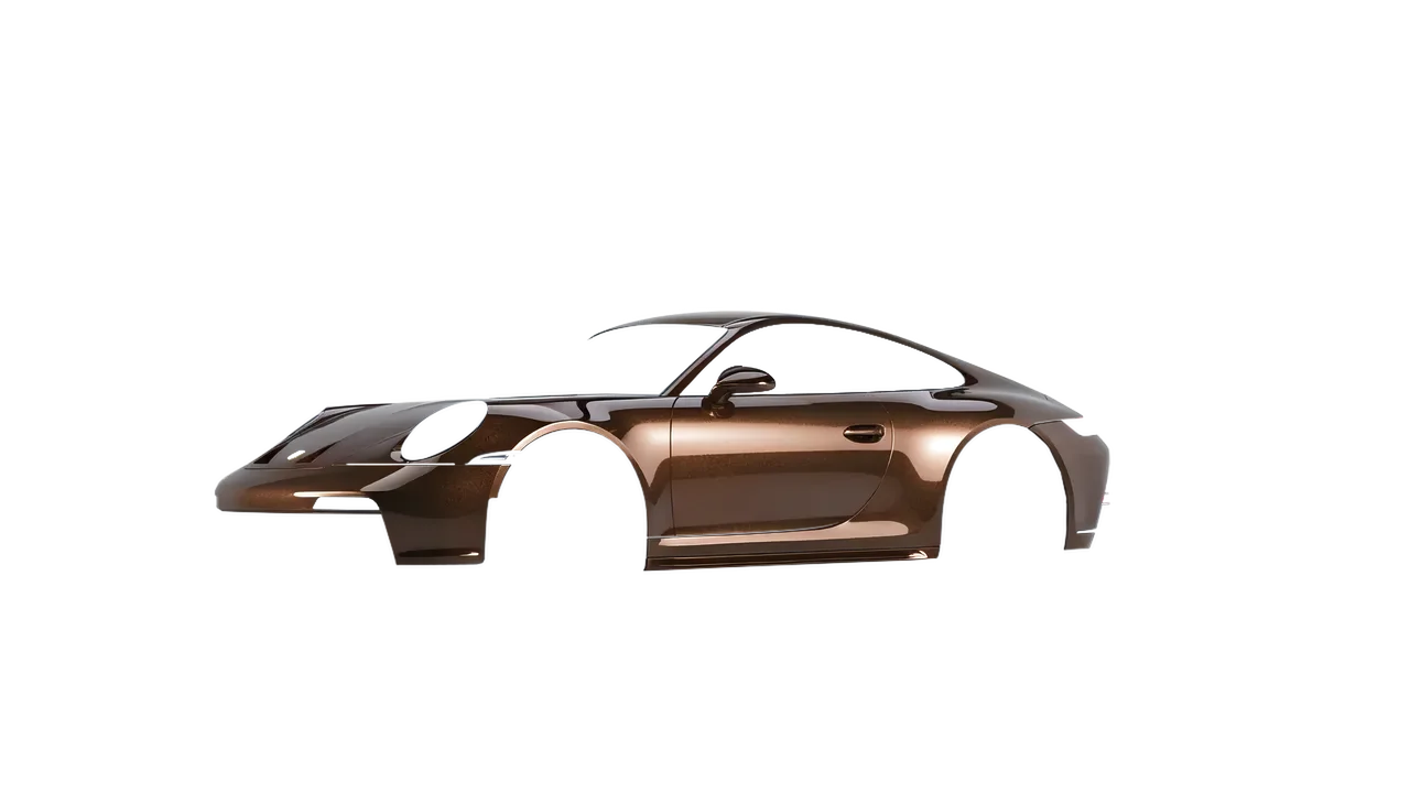 Porsche 911 GT3 Touring 2024 wrapped in Orient Brown Gloss (ORACAL 970RA-874G), front three-quarter view
