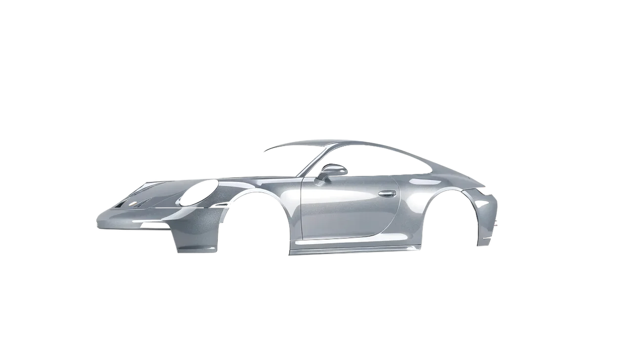Porsche 911 GT3 Touring 2024 wrapped in Silver Grey Gloss (ORACAL 970RA-090G), front three-quarter view