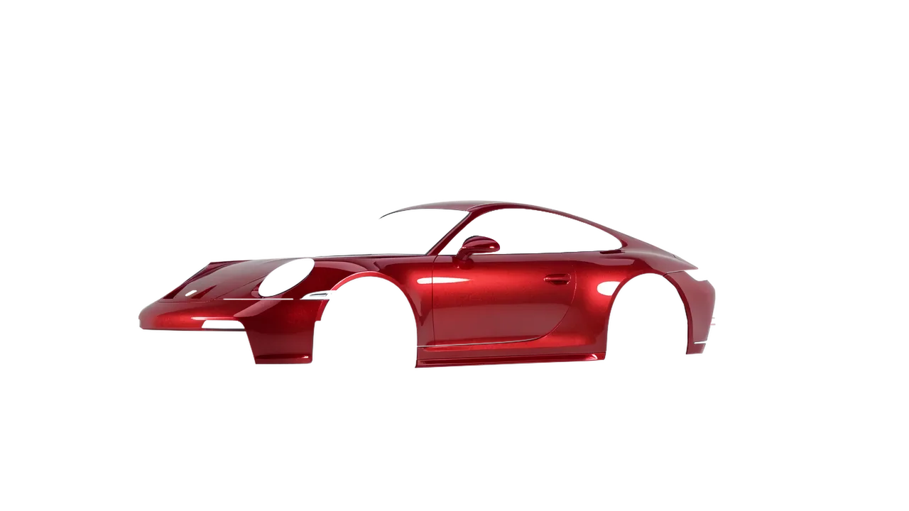 Porsche 911 GT3 Touring 2024 wrapped in Vengeance Red Gloss (KPMF K75403), front three-quarter view