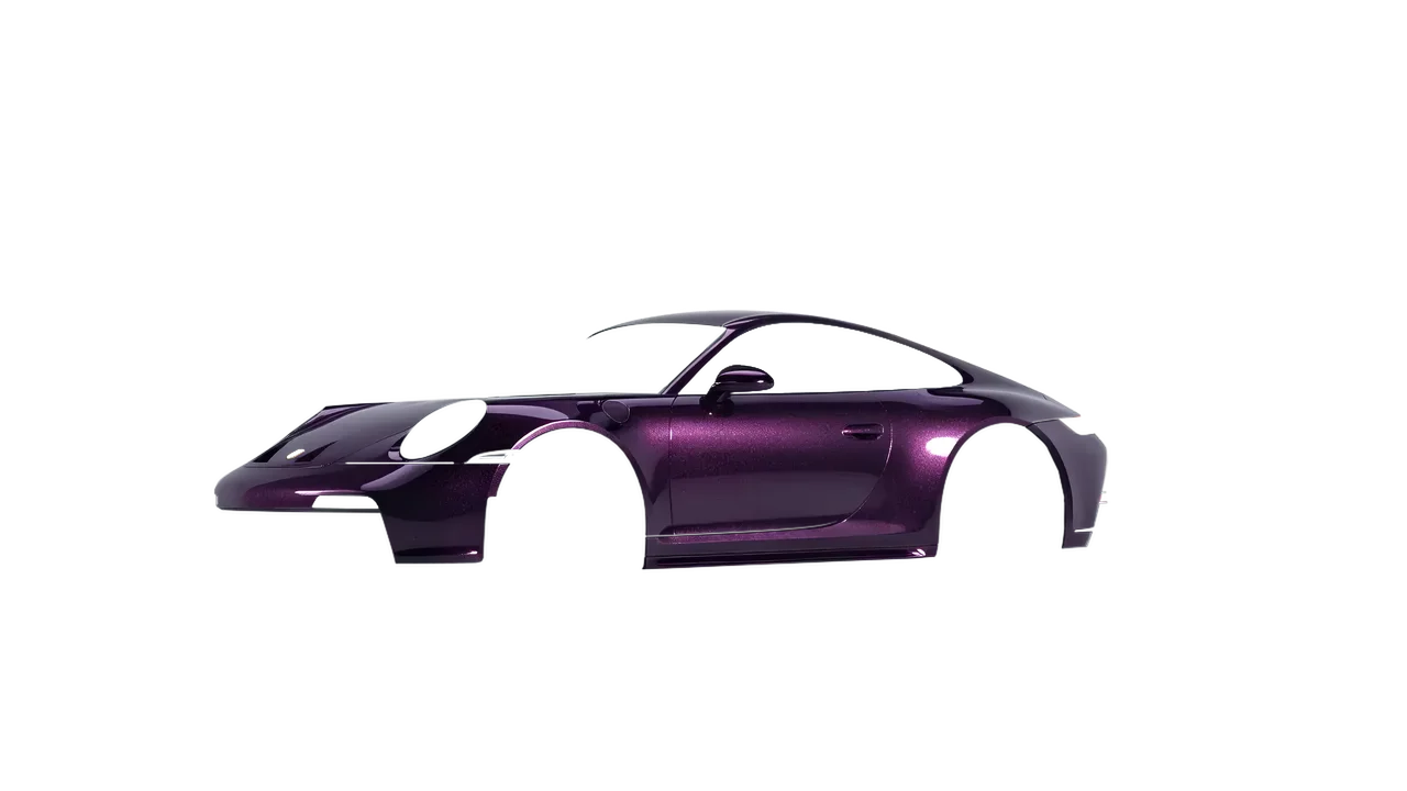 Porsche 911 GT3 Touring 2024 wrapped in Viola Noir Gloss (KPMF K75416), front three-quarter view