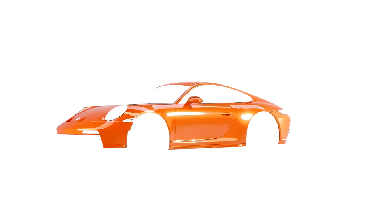 Porsche 911 GT3 Touring 2024 wrapped in Municipal Orange Gloss (ORACAL 970RA-351G), front three-quarter view