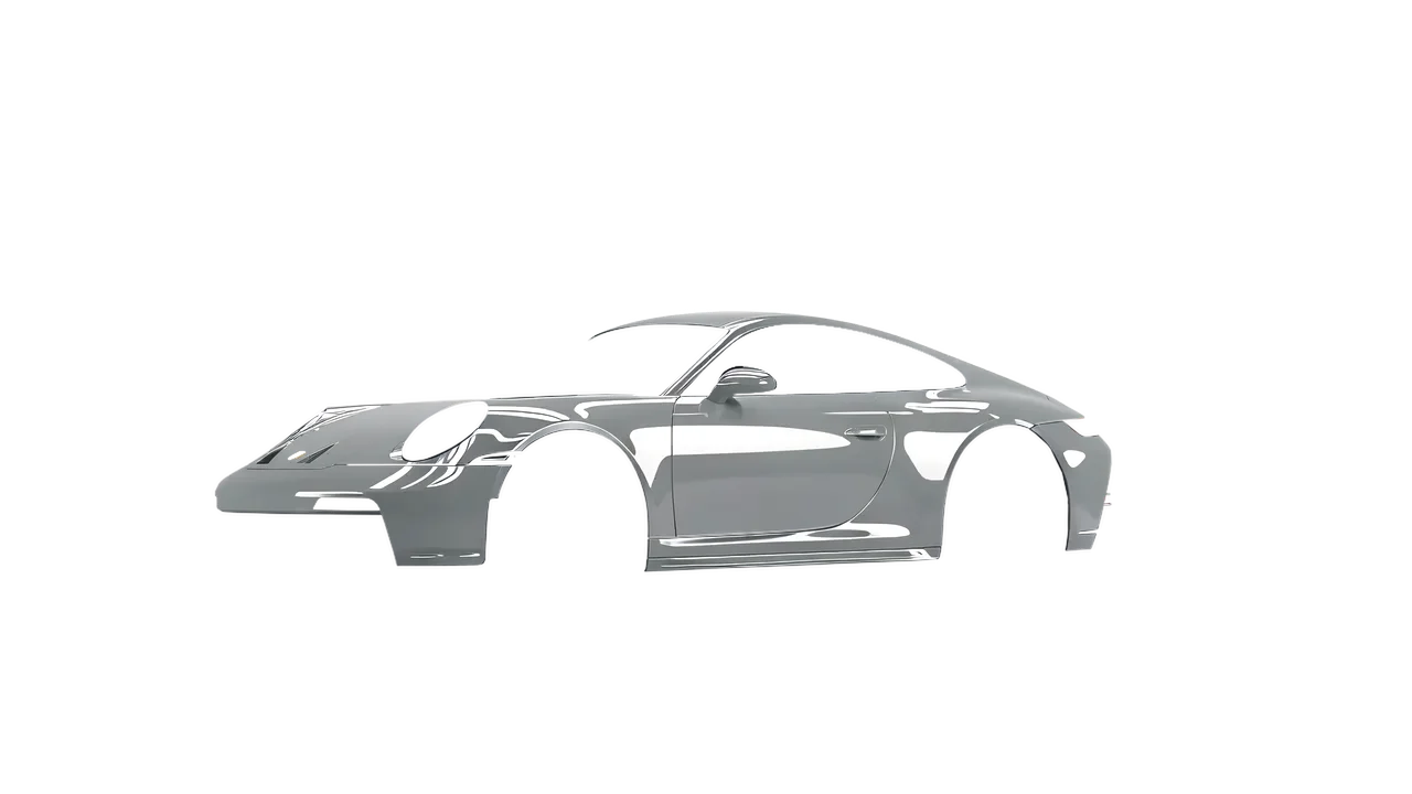 Porsche 911 GT3 Touring 2024 wrapped in Ominous Grey Gloss (KPMF K75415), front three-quarter view