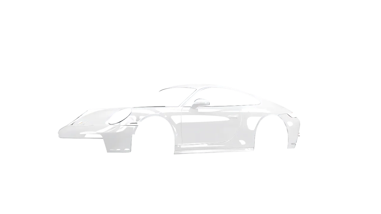 Porsche 911 GT3 Touring 2024 wrapped in Perfect White Gloss (KPMF K75444), front three-quarter view
