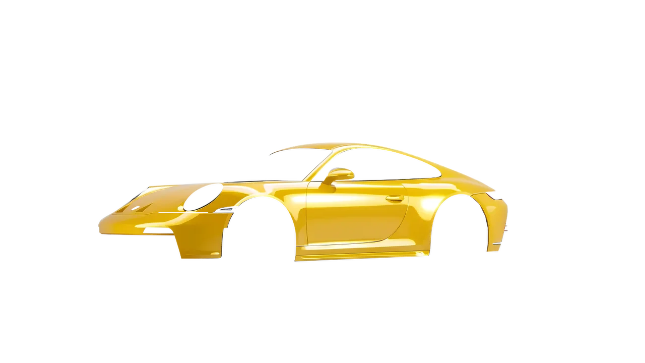 Porsche 911 GT3 Touring 2024 wrapped in Post Office Yellow Gloss (ORACAL 970RA-208G), front three-quarter view