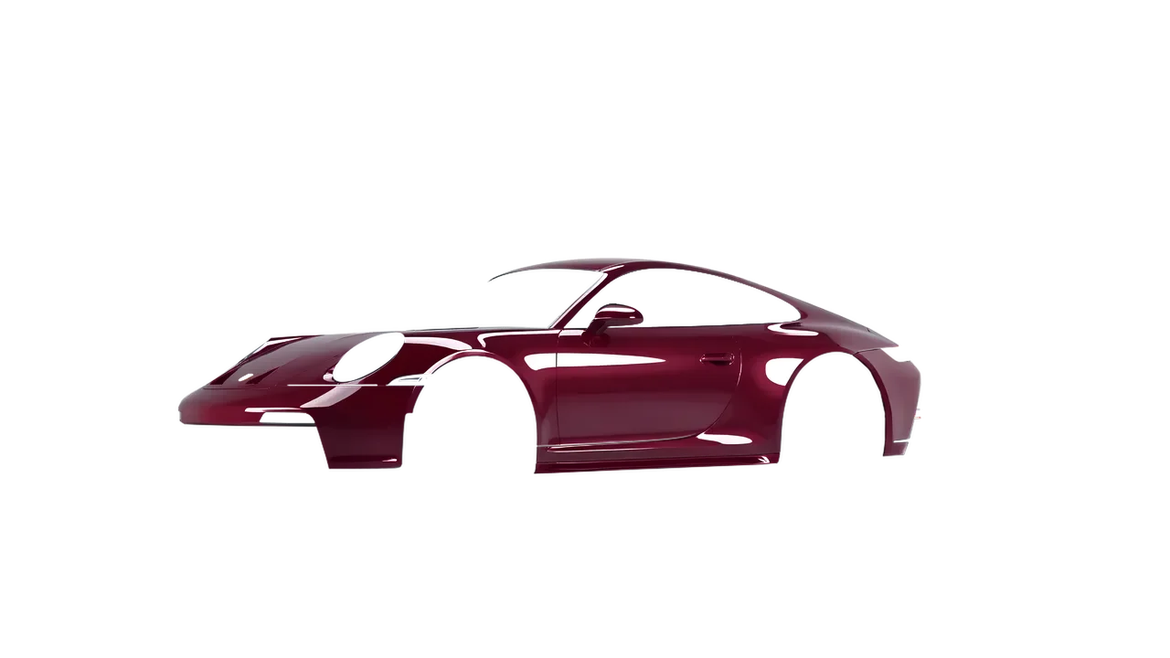 Porsche 911 GT3 Touring 2024 wrapped in Purple Red Gloss (ORACAL 970RA-026G), front three-quarter view