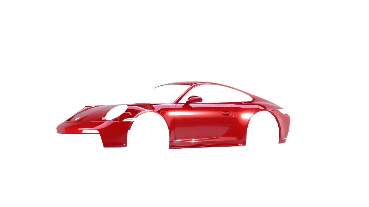 Porsche 911 GT3 Touring 2024 wrapped in Red Gloss (ORACAL 970RA-031G), front three-quarter view