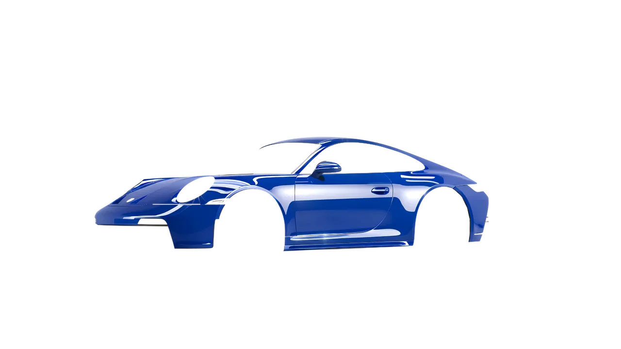 Porsche 911 GT3 Touring 2024 wrapped in Sea Blue Gloss (ORACAL 970RA-509G), front three-quarter view