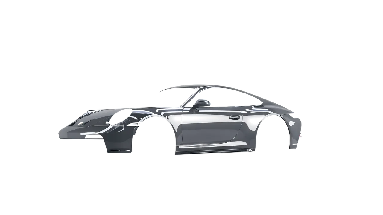 Porsche 911 GT3 Touring 2024 wrapped in Telegrey Gloss (ORACAL 970RA-076G), front three-quarter view
