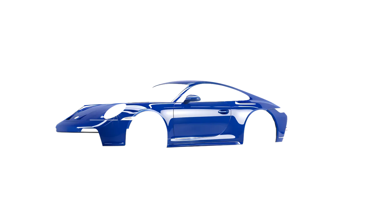 Porsche 911 GT3 Touring 2024 wrapped in Traffic Blue Gloss (ORACAL 970RA-057G), front three-quarter view