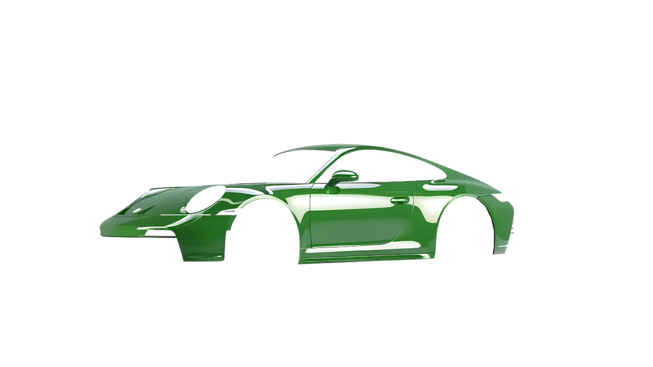 Porsche 911 GT3 Touring 2024 wrapped in Tree Green Gloss (ORACAL 970RA-486G), front three-quarter view