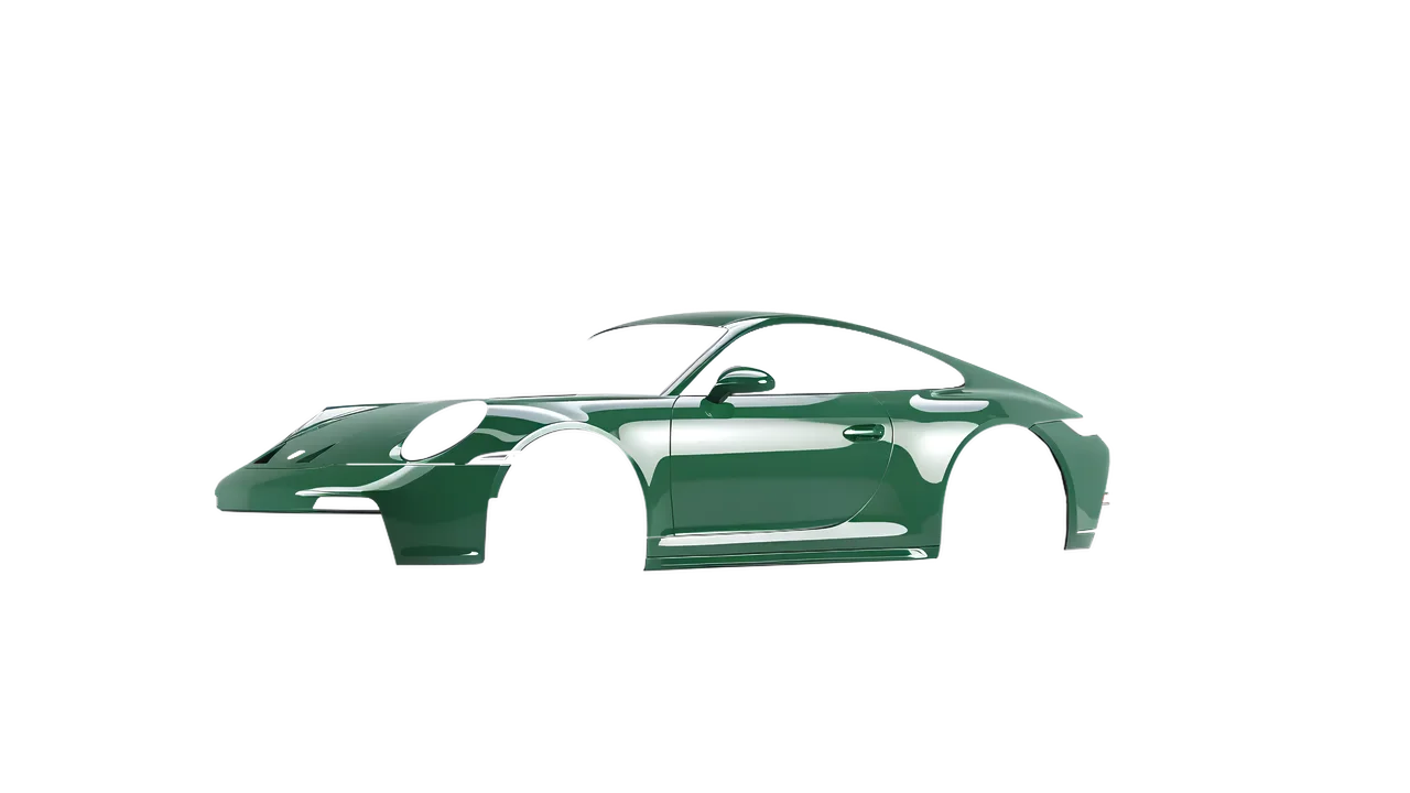 Porsche 911 GT3 Touring 2024 wrapped in High Gloss Mantis Green (3M HG36), front three-quarter view