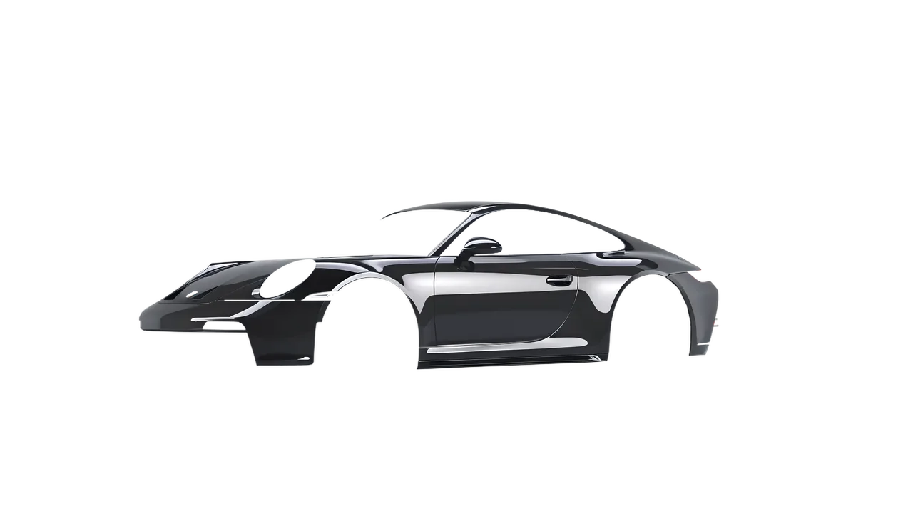 Porsche 911 GT3 Touring 2024 wrapped in High Gloss Meteor Gray (3M HG81), front three-quarter view