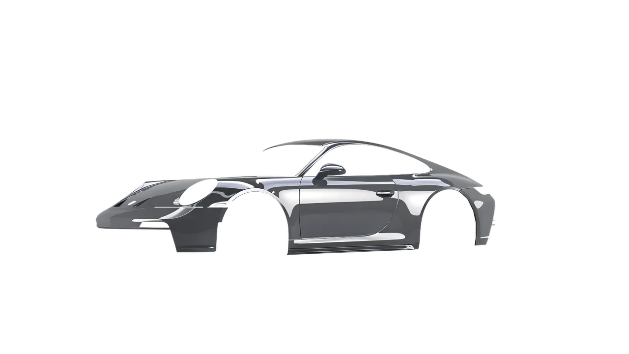 Porsche 911 GT3 Touring 2024 wrapped in High Gloss Nardo Gray (3M HG61), front three-quarter view
