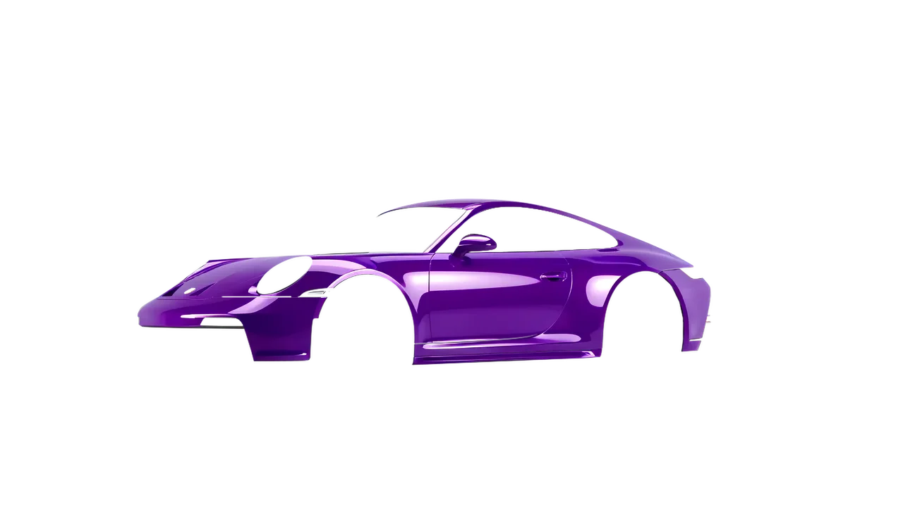 Porsche 911 GT3 Touring 2024 wrapped in High Gloss Plum Explosion 2.0 (3M HGP258), front three-quarter view