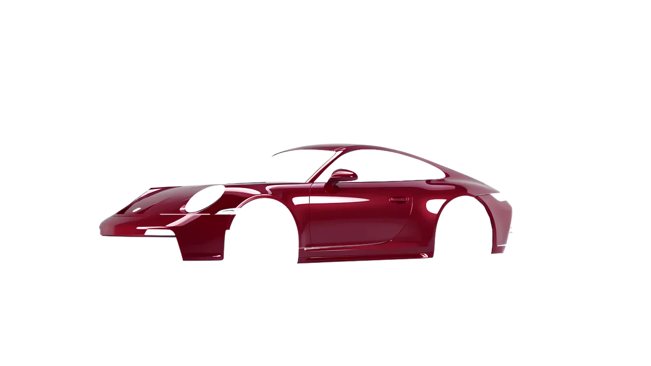 Porsche 911 GT3 Touring 2024 wrapped in High Gloss Ruby Rosso (3M HG73), front three-quarter view