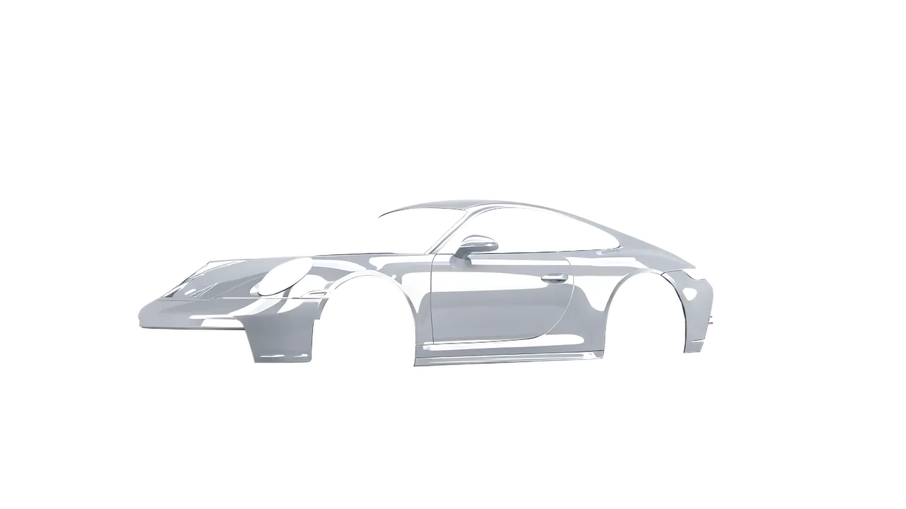 Porsche 911 GT3 Touring 2024 wrapped in High Gloss Storm Gray (3M HG31), front three-quarter view