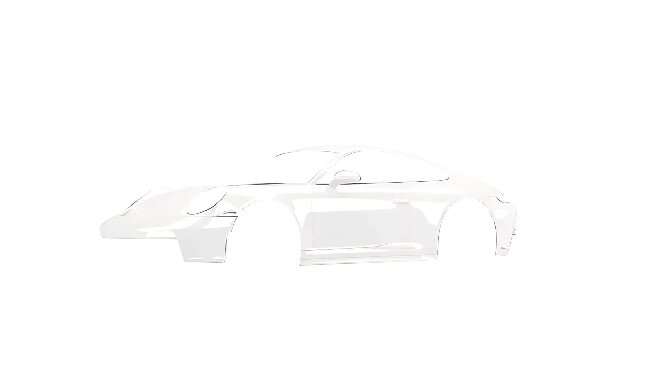 Porsche 911 GT3 Touring 2024 wrapped in High Gloss White (3M HG10), front three-quarter view