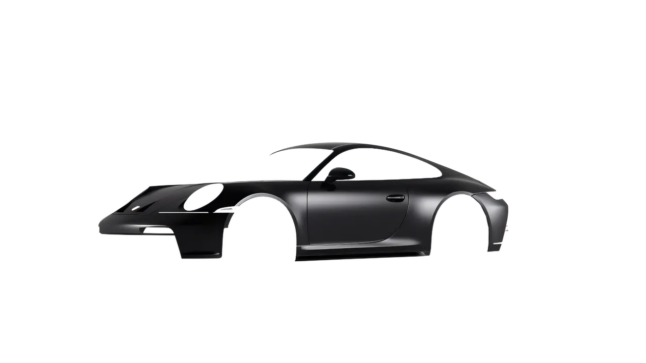 Porsche 911 GT3 Touring 2024 wrapped in Black Matt (ORACAL 970RA-070M), front three-quarter view