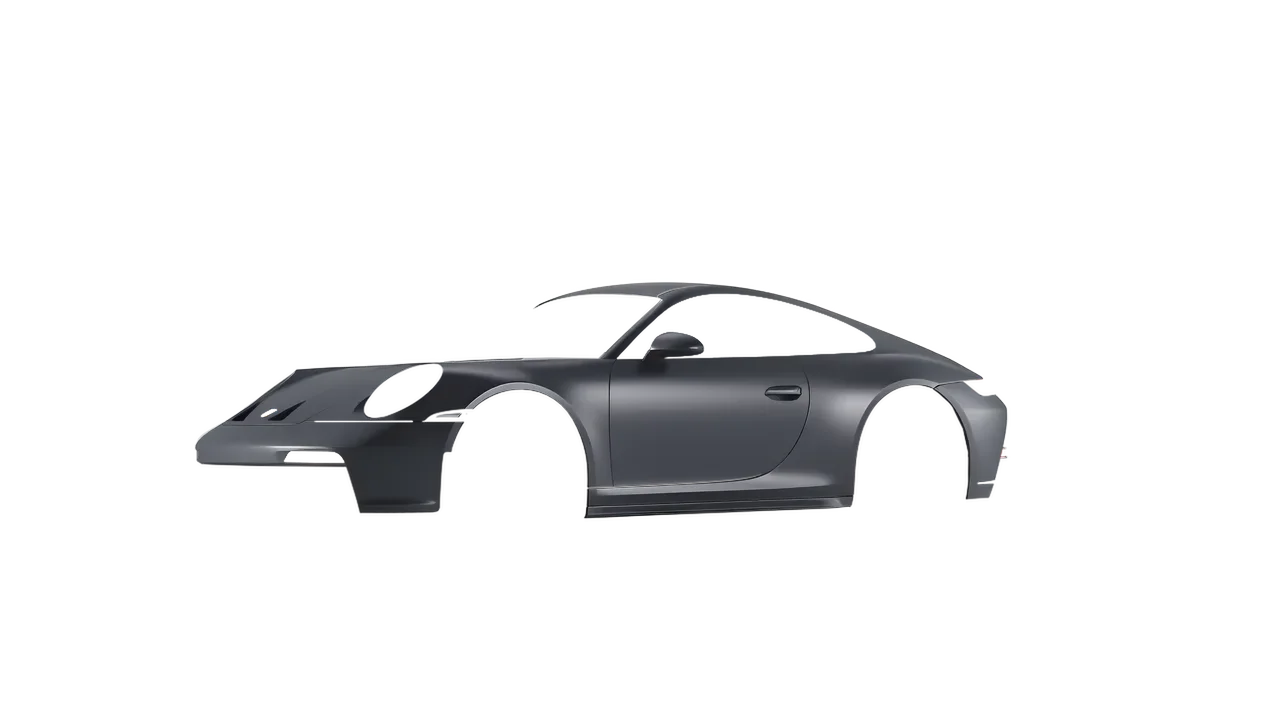 Porsche 911 GT3 Touring 2024 wrapped in Dark Grey Matt (ORACAL 970RA-073M), front three-quarter view