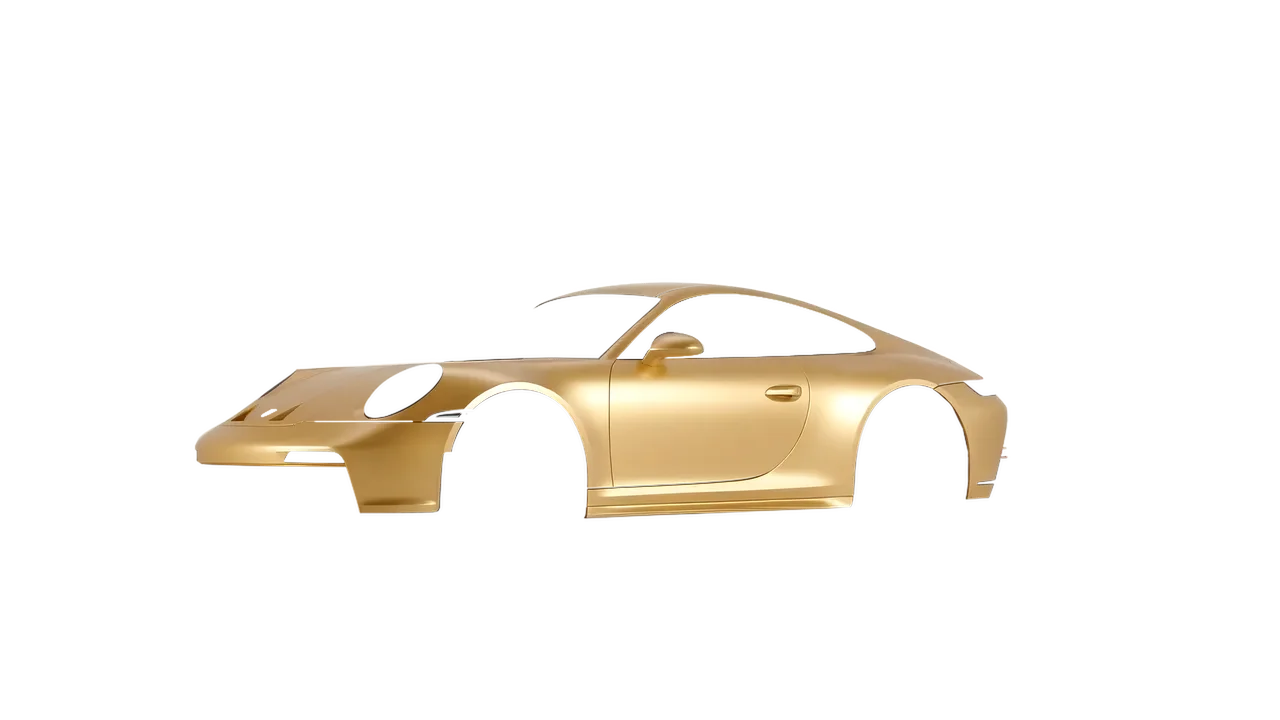 Porsche 911 GT3 Touring 2024 wrapped in Divine Gold Matt (ORACAL 970RA-995M), front three-quarter view