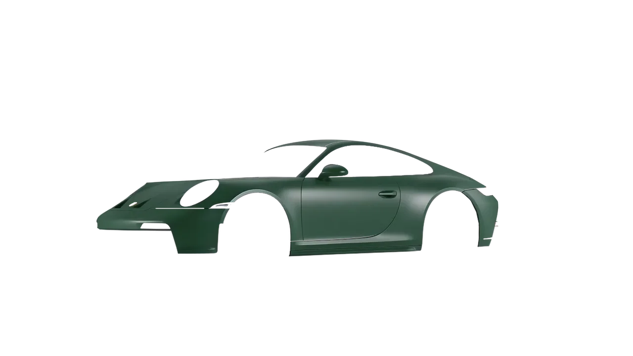 Porsche 911 GT3 Touring 2024 wrapped in Absolute Matt Forest Green (KPMF K75806), front three-quarter view