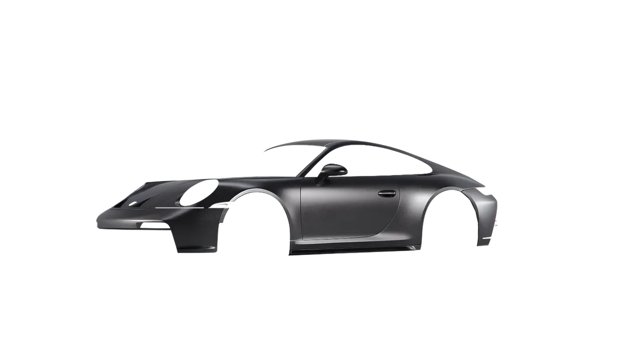 Porsche 911 GT3 Touring 2024 wrapped in Anthracite Matt (ORACAL 970RA-093M), front three-quarter view