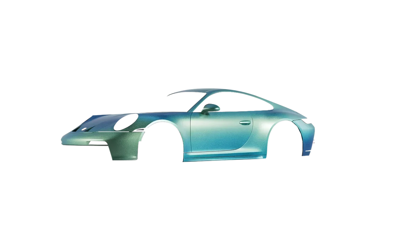Porsche 911 GT3 Touring 2024 wrapped in Arctic Borealis (KPMF K75509), front three-quarter view