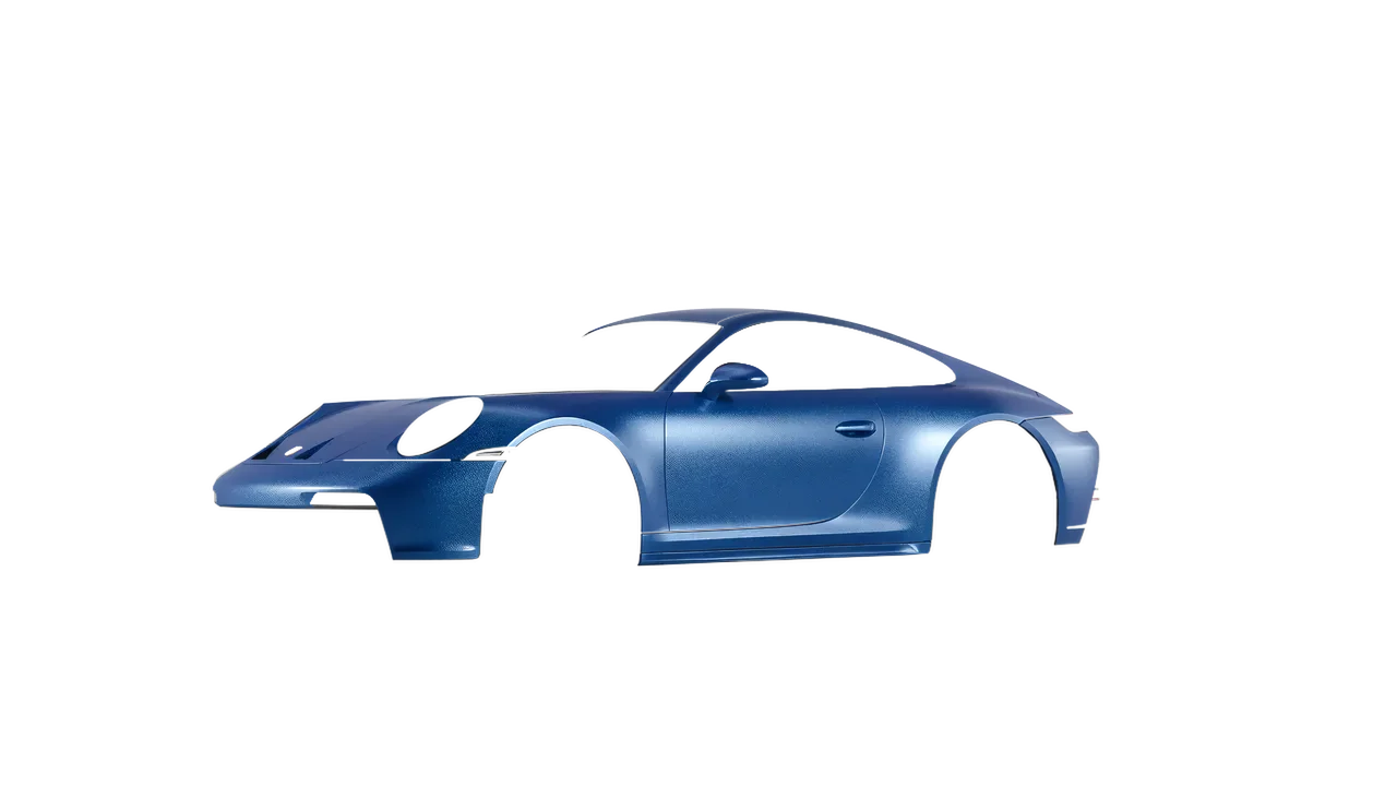 Porsche 911 GT3 Touring 2024 wrapped in Azure Matt (ORACAL 970RA-197M), front three-quarter view