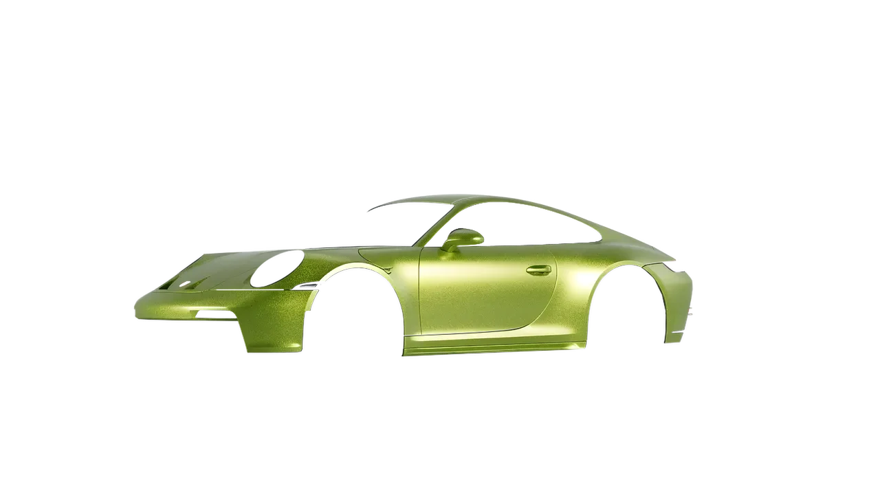 Porsche 911 GT3 Touring 2024 wrapped in Matt Dynamic Lime (KPMF K75503), front three-quarter view