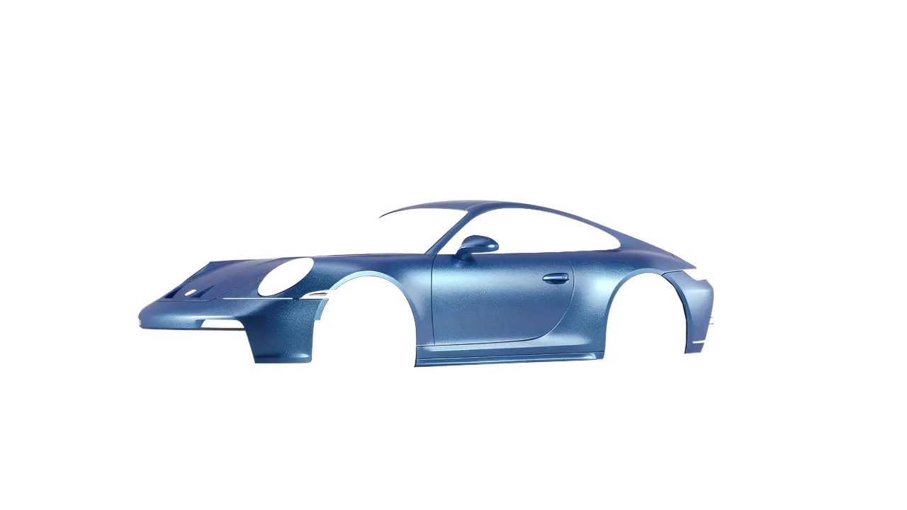 Porsche 911 GT3 Touring 2024 wrapped in Matt Elan Blue (KPMF K75561), front three-quarter view