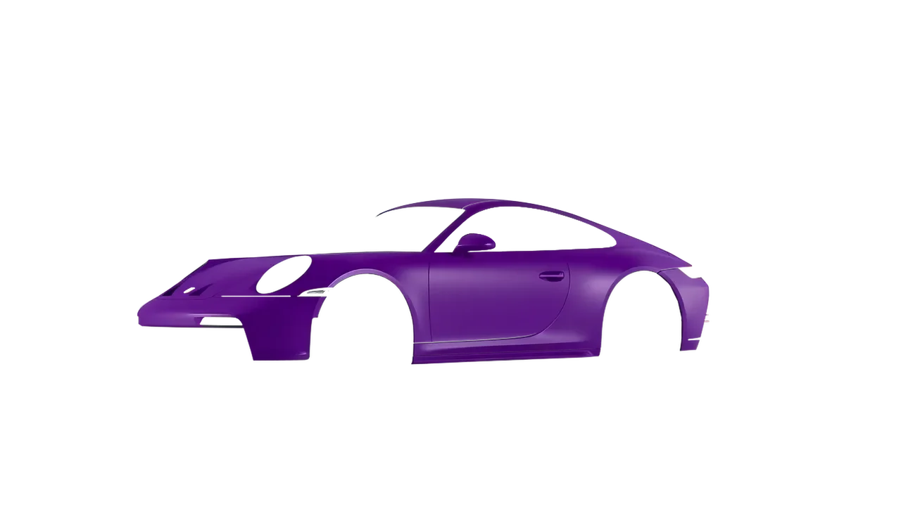 Porsche 911 GT3 Touring 2024 wrapped in Matt Iced Amethyst Titanium (KPMF K75568), front three-quarter view