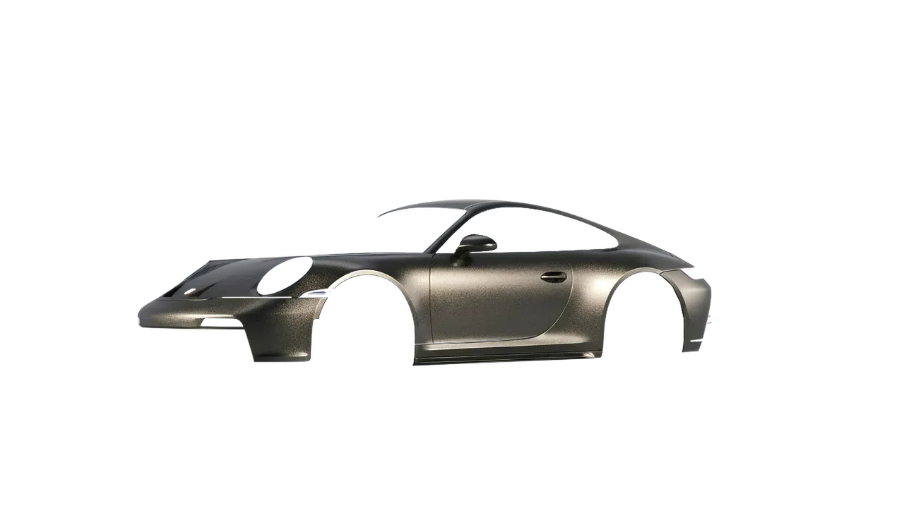 Porsche 911 GT3 Touring 2024 wrapped in Matt Nero Flare (KPMF K75556), front three-quarter view