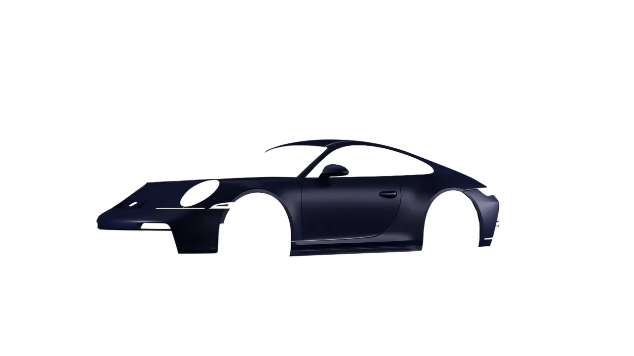 Porsche 911 GT3 Touring 2024 wrapped in Matt Sinister Blue (KPMF K75562), front three-quarter view