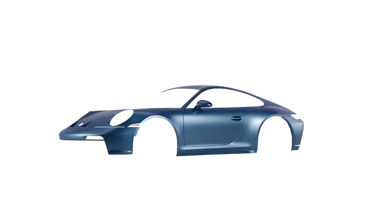 Porsche 911 GT3 Touring 2024 wrapped in Matt Trenton Blue (KPMF K75544), front three-quarter view