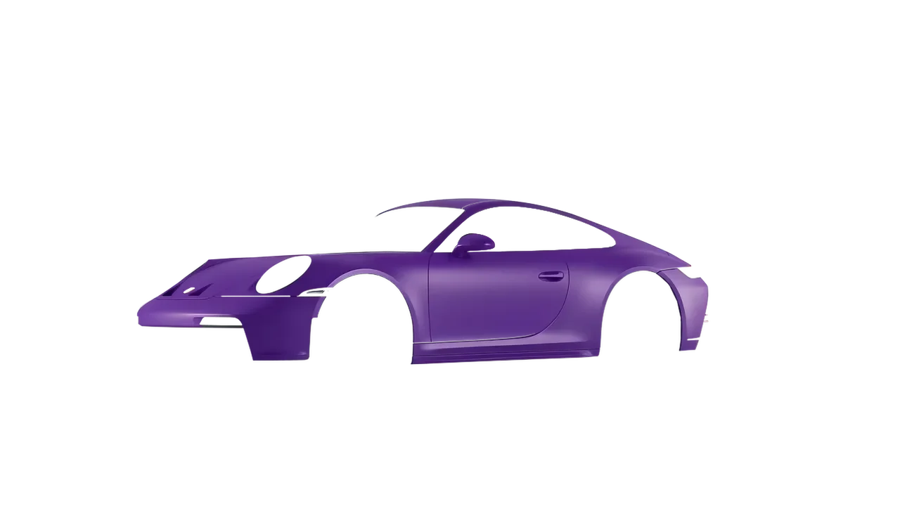 Porsche 911 GT3 Touring 2024 wrapped in Absolute Matt Royal Amethyst (KPMF K75803), front three-quarter view