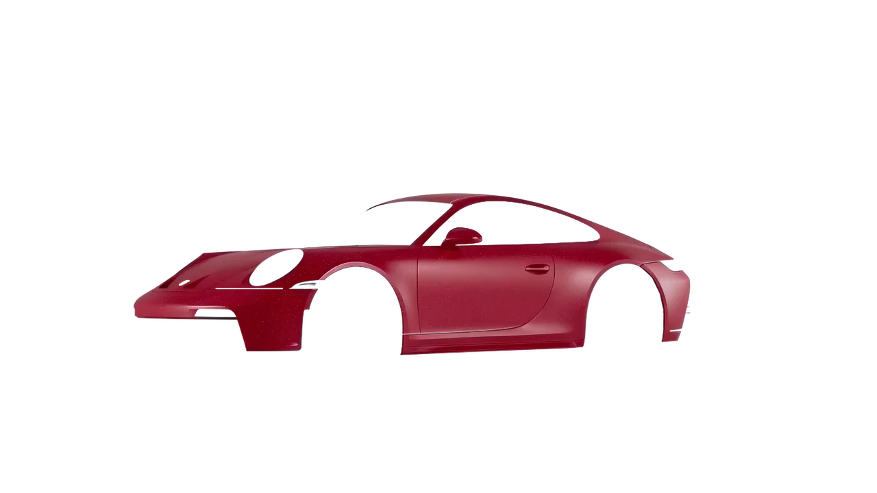 Porsche 911 GT3 Touring 2024 wrapped in Imperial Red Matt (ORACAL 970RA-372M), front three-quarter view