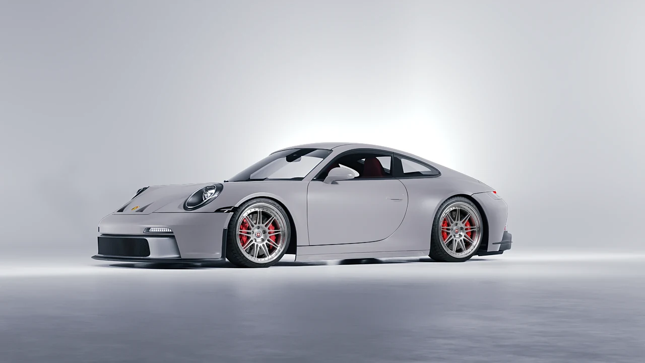 Porsche 911 GT3 Touring 2024 on HRE Performance Wheels 301 forged wheels, front three-quarter view