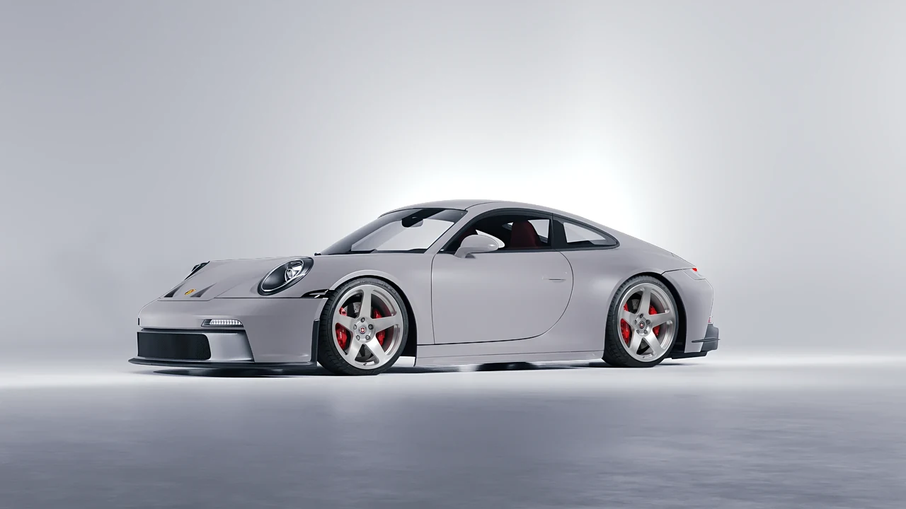Porsche 911 GT3 Touring 2024 on HRE Performance Wheels 305M forged wheels, front three-quarter view